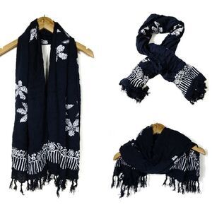 Blue And White Starfish Fring Scarf beach Wrap